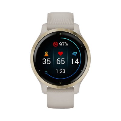 Часы Garmin Venu 2S песочного цвета с золотистым безелем